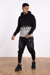 Split Print Hoody - Black - Serious Royalty